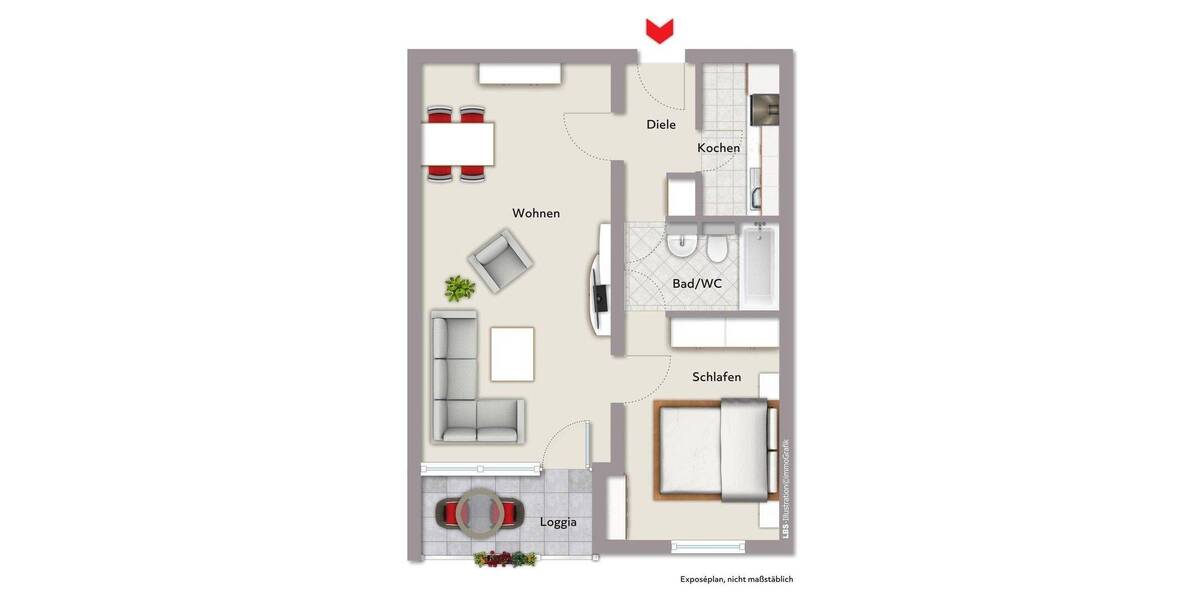 Etagenwohnung Bensheim - 2 Zimmer, 54 m&sup2;, 690&euro; | Angebot:26795175