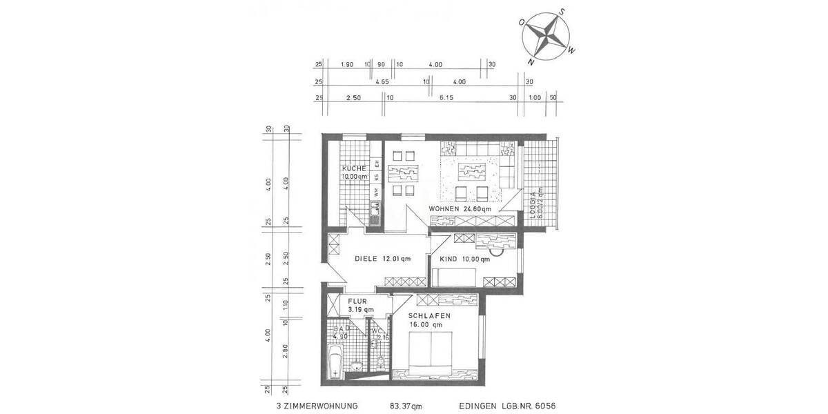 Etagenwohnung Edingen-Neckarhausen Edingen - 3 Zimmer, 83 m&sup2;, 250.000&euro; | Angebot:26741513
