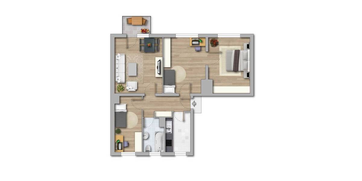 Etagenwohnung Merseburg Kötzschen - 4 Zimmer, 73 m&sup2;, 532&euro; | Angebot:26555424