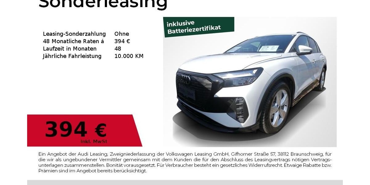 Audi Q4 e-tron 9.350 km 42.895 &euro; Erlangen 91058