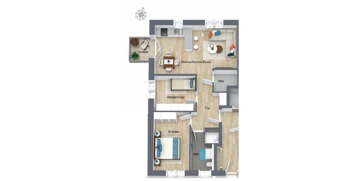 Etagenwohnung Ovelgönne Großenmeer - 3 Zimmer, 74 m&sup2;, 700&euro; | Angebot:25978517