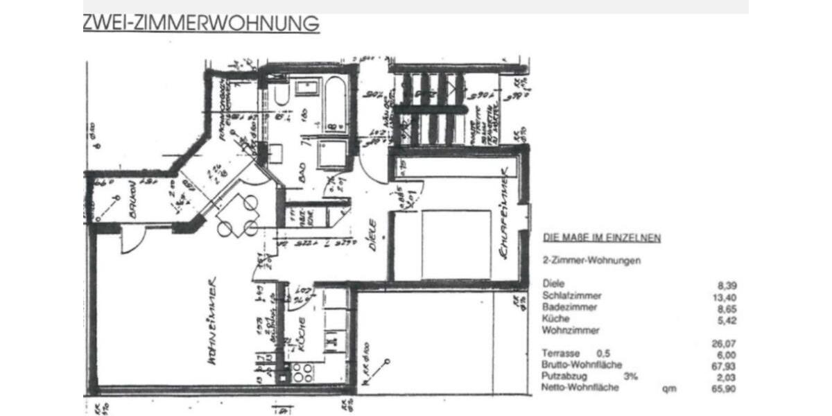 Etagenwohnung Bad Nauheim - 2 Zimmer, 65 m&sup2;, 244.000&euro; | Angebot:25414013