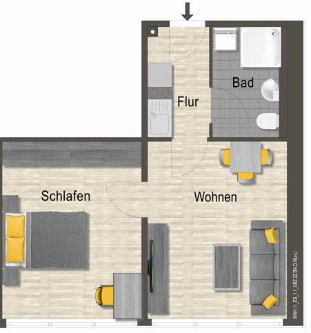 Etagenwohnung Neubrandenburg - 2 Zimmer, 39 m&sup2;, 294&euro; | Angebot:25269395