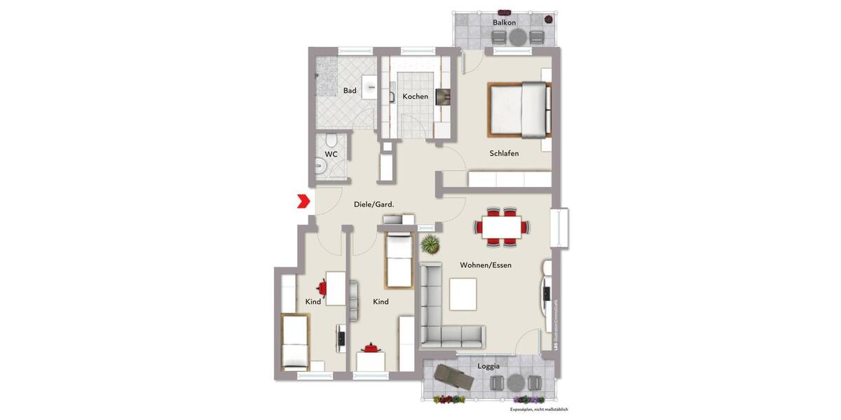Etagenwohnung Biblis - 4 Zimmer, 99 m&sup2;, 259.900&euro; | Angebot:27068461