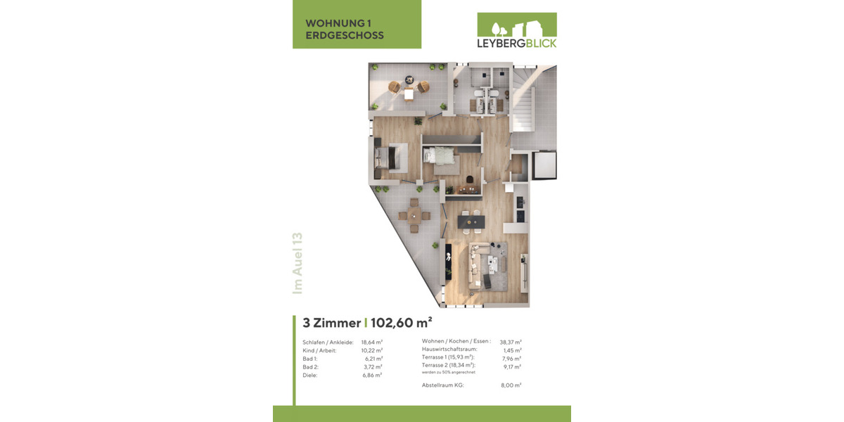 Etagenwohnung Bad Honnef Aegidienberg - 3 Zimmer, 102 m&sup2;, 457.000&euro; | Angebot:26674996