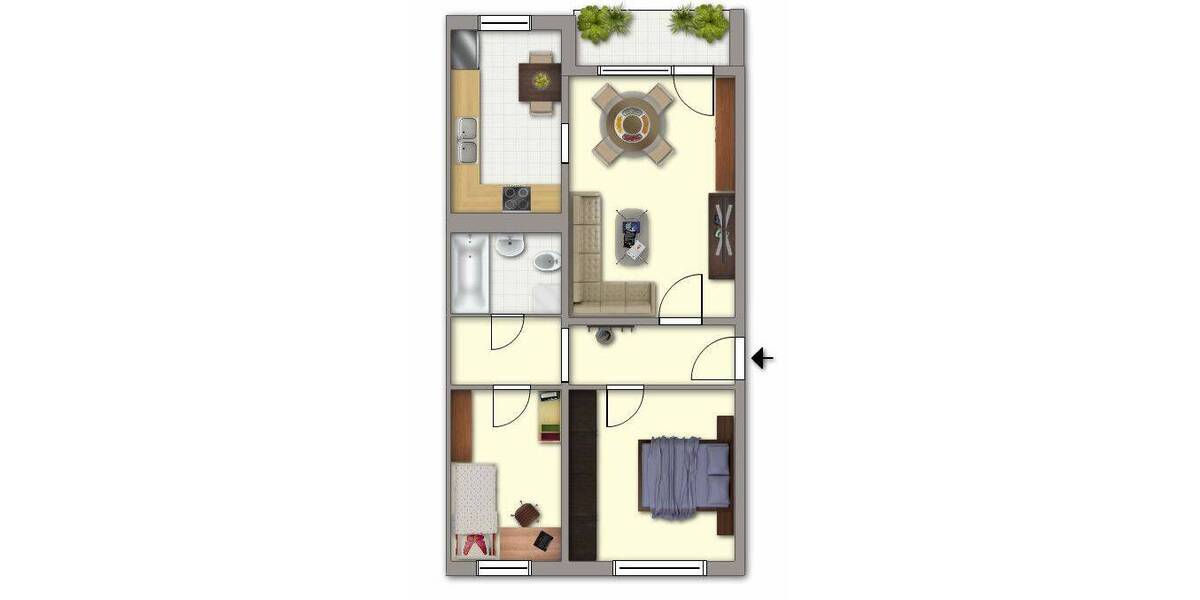 Etagenwohnung Schwerin Mueßer Holz - 3 Zimmer, 57 m&sup2;, 365&euro; | Angebot:26851570
