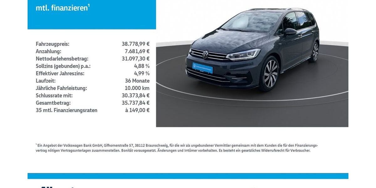 VW Touran 14.700 km 38.779 &euro; Mühlhausen/Thüringen 99974