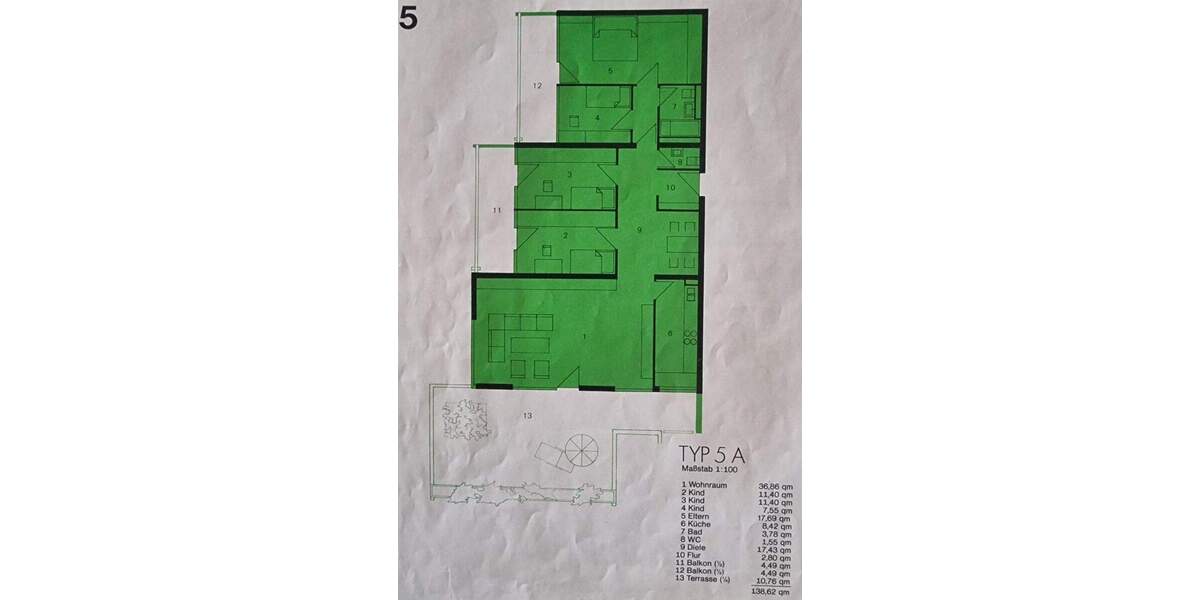 Etagenwohnung Ingolstadt Friedrichshofen-Hollerstauden - 5 Zimmer, 138 m&sup2;, 258.000&euro; | Angebot:25708053