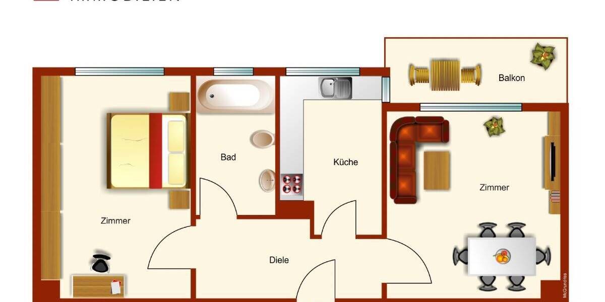 Etagenwohnung Augsburg Göggingen - 2 Zimmer, 54 m&sup2;, 131.000&euro; | Angebot:26674437