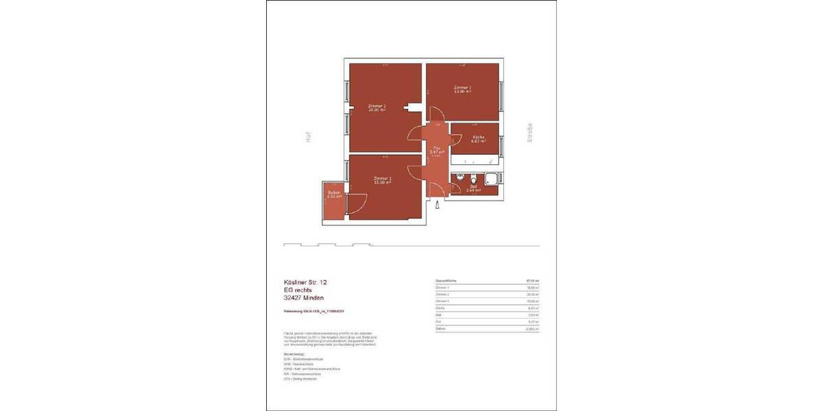 Etagenwohnung Minden Innenstadt - 3 Zimmer, 66 m&sup2;, 699&euro; | Angebot:26908199