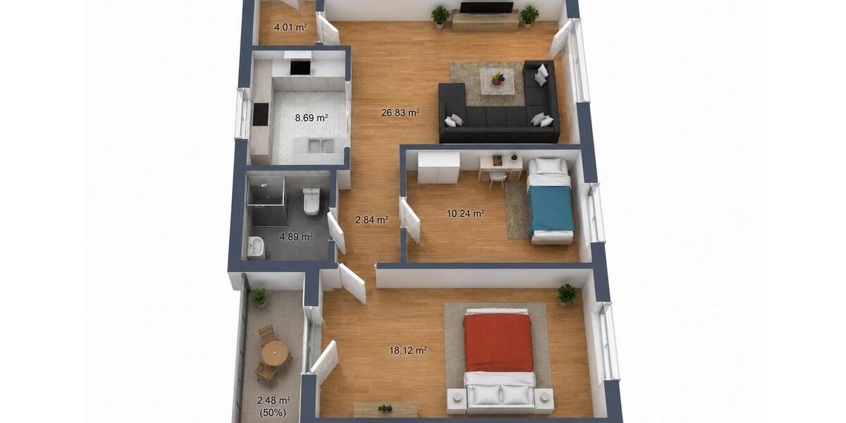 Dachgeschoßwohnung Berlin Pankow - 3 Zimmer, 69 m&sup2;, 1.596&euro; | Angebot:26646166