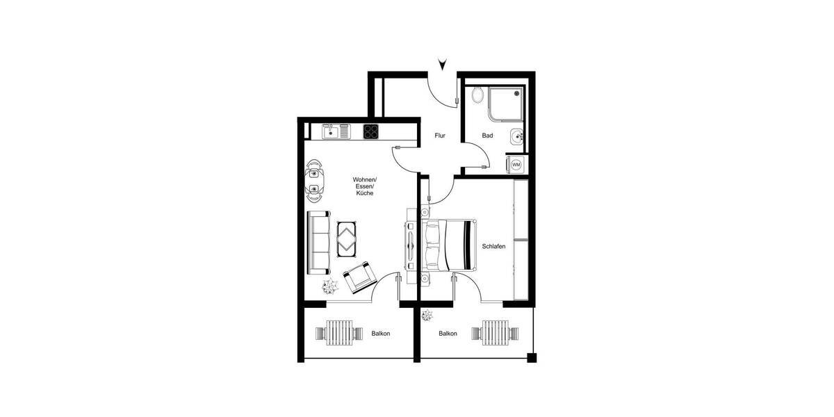 Etagenwohnung Reinbek - 2 Zimmer, 54 m&sup2;, 756&euro; | Angebot:26672423
