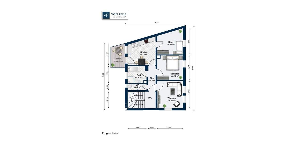 Etagenwohnung Ansbach - 3 Zimmer, 65 m&sup2;, 169.000&euro; | Angebot:25733884