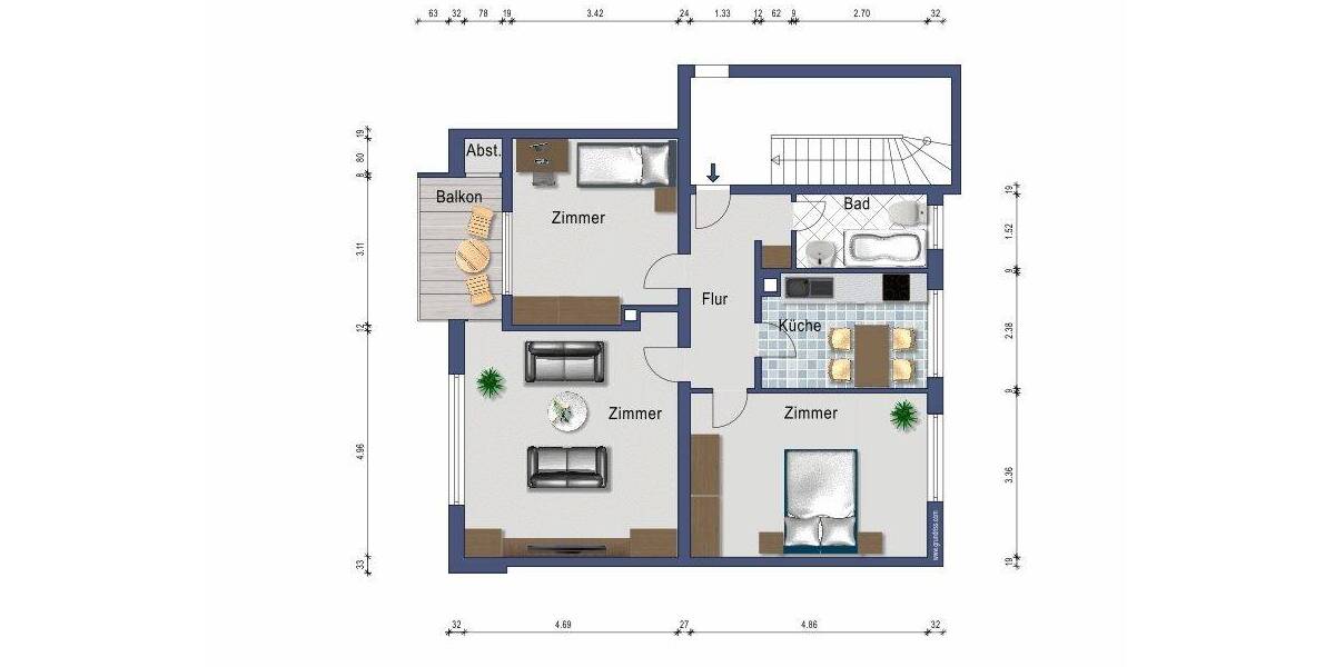 Etagenwohnung Bad Hersfeld - 3 Zimmer, 71 m&sup2;, 149.000&euro; | Angebot:26858855