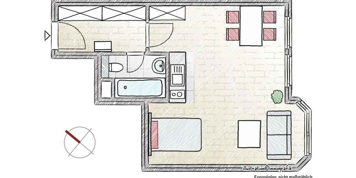 Etagenwohnung München Schwabing-Freimann - 1 Zimmer, 36 m&sup2;, 1.300&euro; | Angebot:26367297