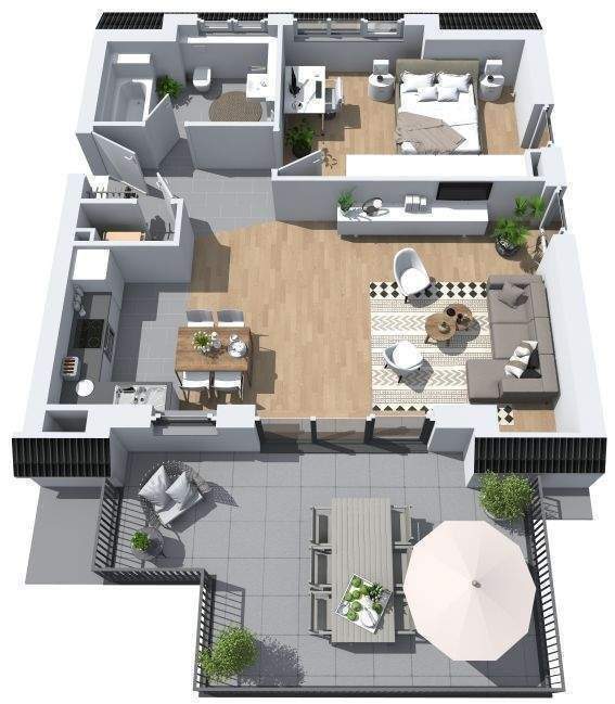 3 Zimmer-Wohnung mit eigenem Garten, Einbauküche und Tiefgaragenstellplatz