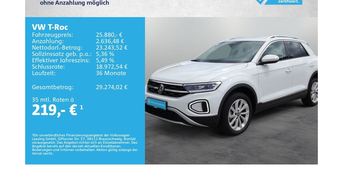 VW T-Roc 45.500 km 25.880 &euro; Kreuzwertheim 97892