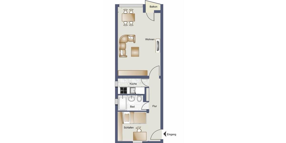Etagenwohnung Kiel Neumühlen-Dietrichsdorf - 2 Zimmer, 45 m&sup2;, 605&euro; | Angebot:26400092