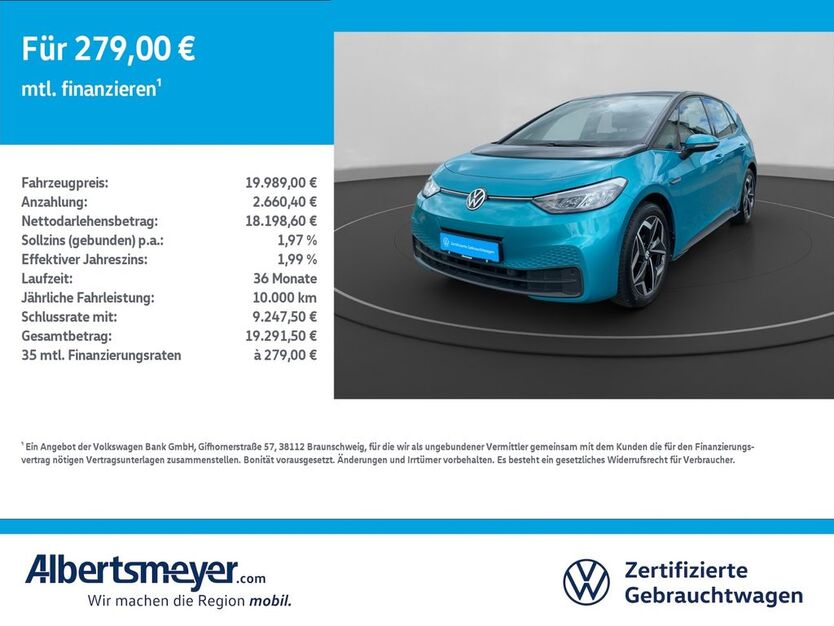 VW ID.3 39.062 km 19.989 € Leinefelde-Worbis/DE 37327