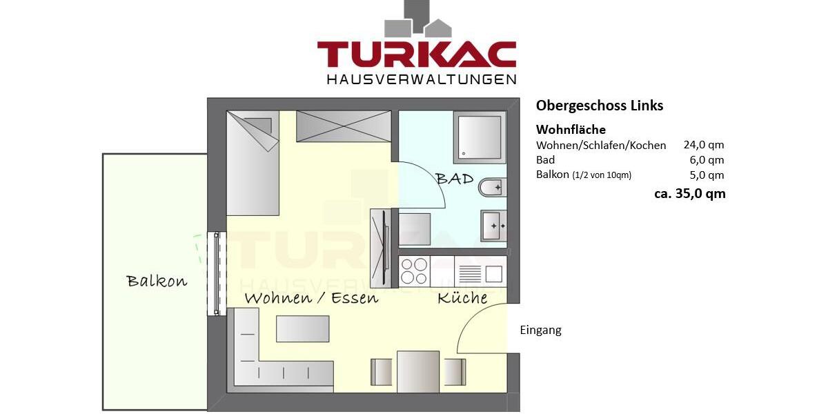 Etagenwohnung Hüttenberg - 1 Zimmer, 35 m&sup2;, 675&euro; | Angebot:25266791