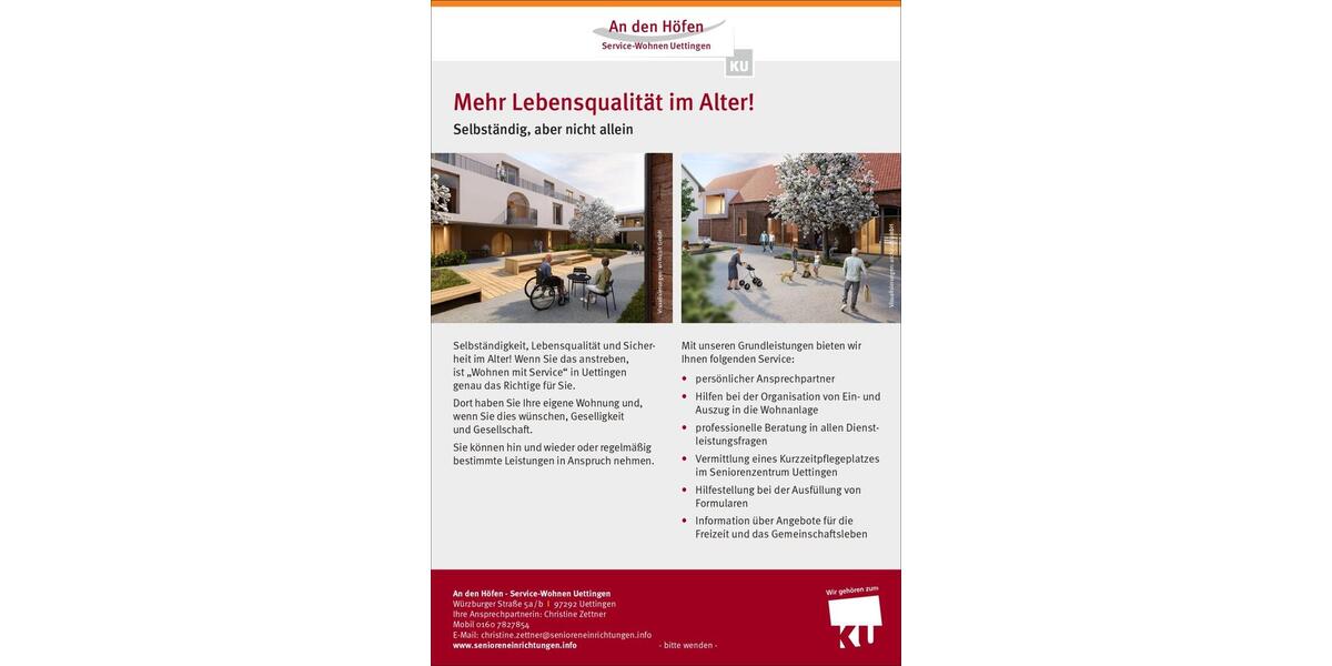 Service Wohnung in Senioreneinrichtung in Uettingen 2 zimmer