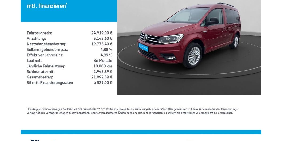 VW Caddy 46.497 km 24.919 &euro; Leinefelde-Worbis/DE 37327