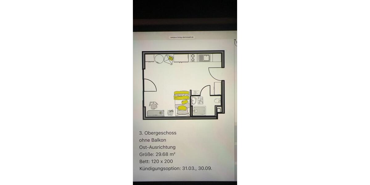 Etagenwohnung Darmstadt Darmstadt-West - 1 Zimmer, 30 m&sup2;, 849&euro; | Angebot:26560734