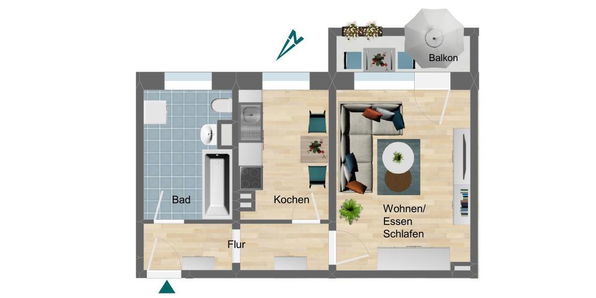 Charmante 1-Raumwohnung mit Balkon 1 zimmer