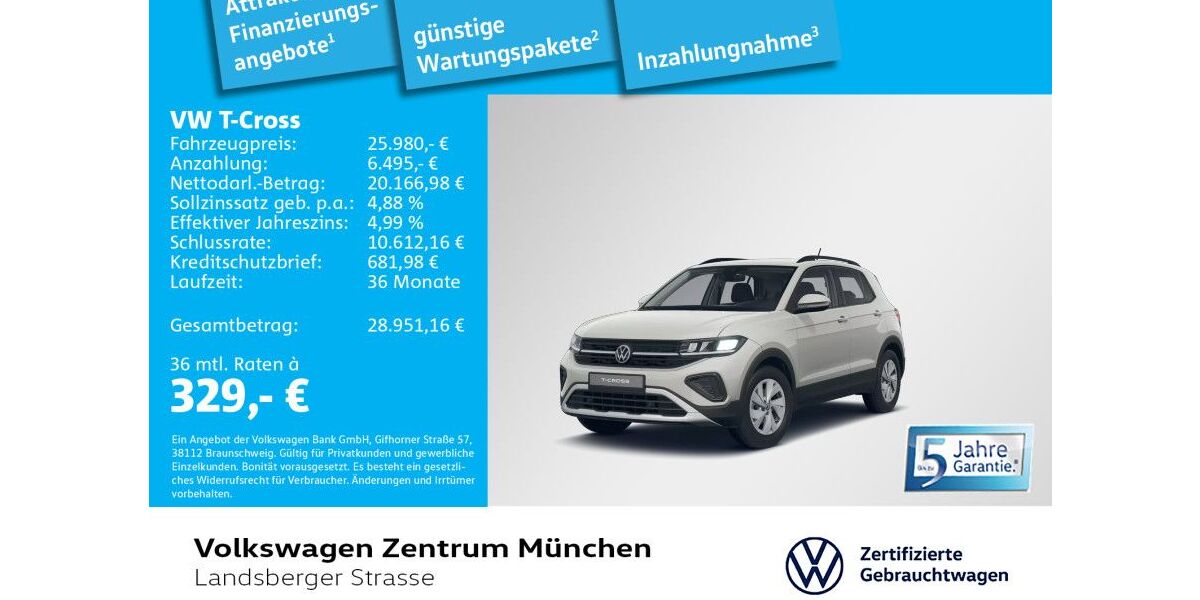 VW T-Cross 11.699 km 25.980 &euro; München 80687