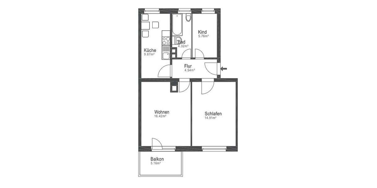 Etagenwohnung Nürnberg Erlenstegen - 2 Zimmer, 55 m&sup2;, 219.000&euro; | Angebot:27118376