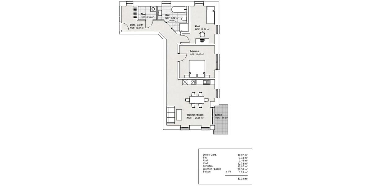 Etagenwohnung Wolfenbüttel Adersheim - 3 Zimmer, 83 m&sup2;, 1.085&euro; | Angebot:25143297