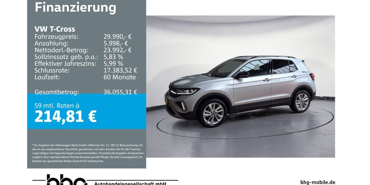 VW T-Cross 1.093 km 28.888 &euro; Ettlingen 76275