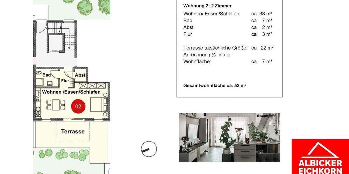 Etagenwohnung Lauchringen Unterlauchringen - 2 Zimmer, 52 m&sup2;, 267.000&euro; | Angebot:25696621