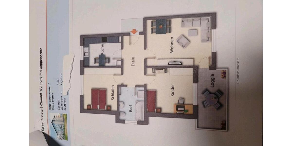 Erdgeschoßwohnung Bretten - 3 Zimmer, 81 m&sup2;, 280.000&euro; | Angebot:24956059