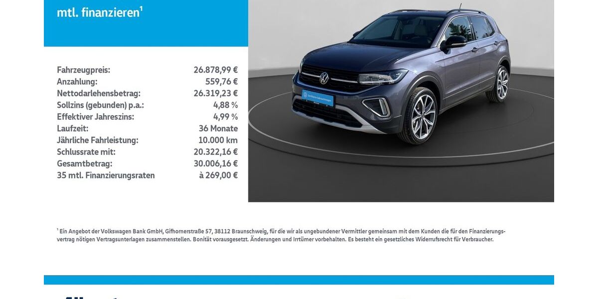 VW T-Cross 7.100 km 26.879 &euro; Mühlhausen/Thüringen 99974