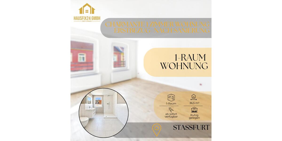 Etagenwohnung Staßfurt - 1 Zimmer, 37 m&sup2;, 300&euro; | Angebot:26391022