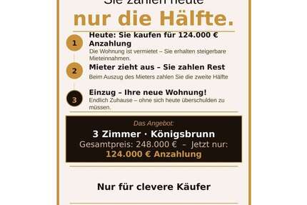 Wohnung Königsbrunn - 3 Zimmer, 72 m&sup2;, 248.000&euro; | Angebot:26024900