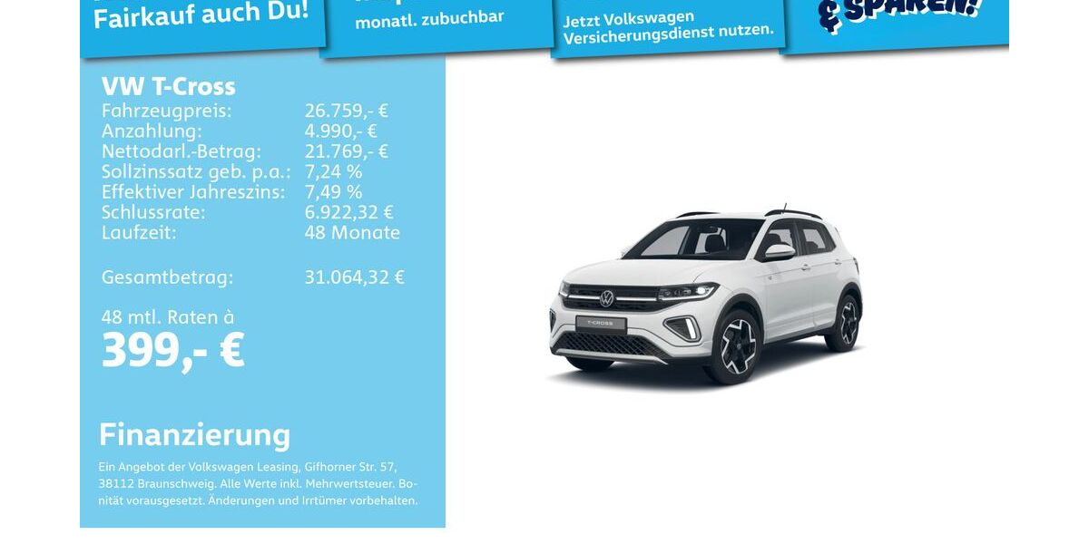 VW T-Cross 4.131 km 26.491 &euro; Mannheim 68309