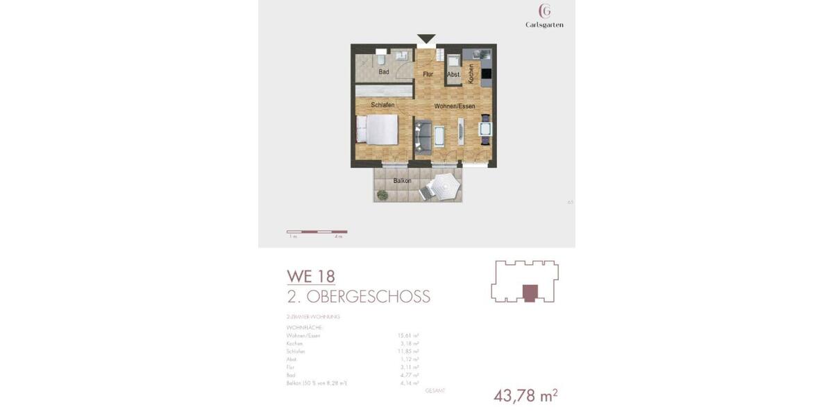 Etagenwohnung Bad Kreuznach Bad Münster am Stein-Ebernburg - 2 Zimmer, 44 m&sup2;, 500&euro; | Angebot:26367481