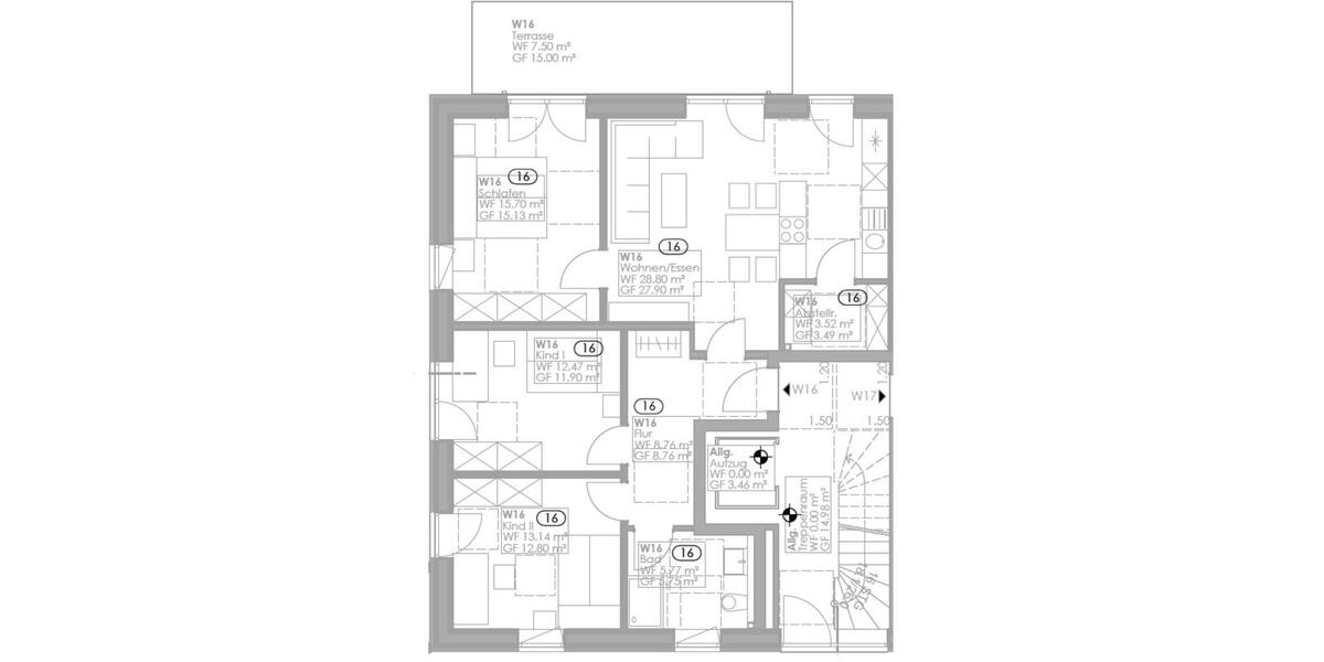 Erdgeschoßwohnung Hude (Oldenburg) - 4 Zimmer, 96 m&sup2;, 1.240&euro; | Angebot:25349400