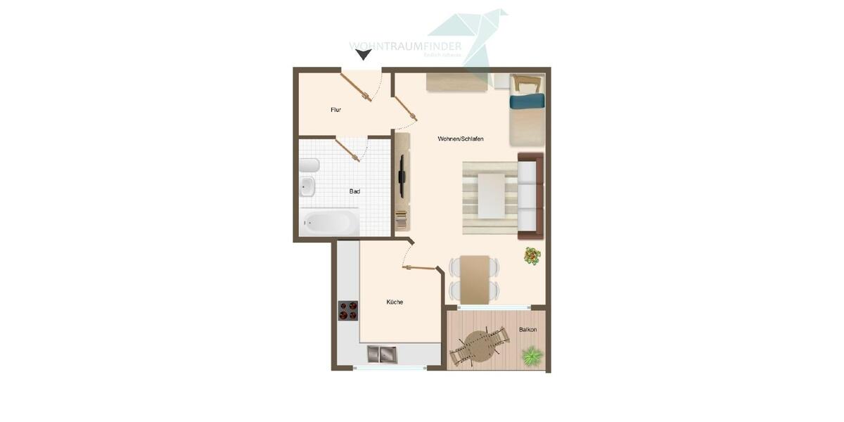Etagenwohnung Zwickau - 1 Zimmer, 31 m&sup2;, 219&euro; | Angebot:26545931