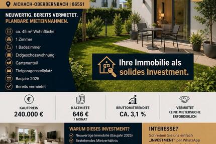 Wohnung Aichach - 1 Zimmer, 45 m&sup2;, 240.000&euro; | Angebot:27271534