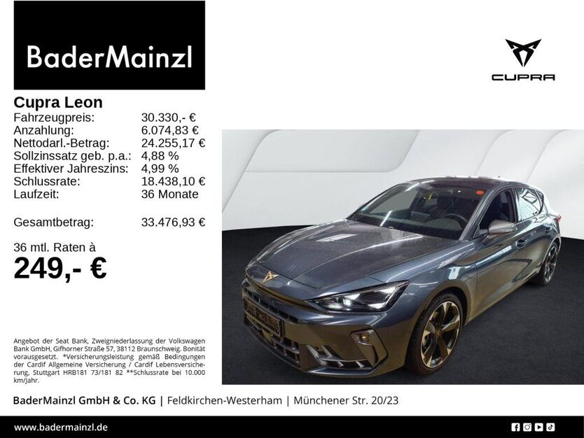Cupra Leon 19.850 km 30.330 € Feldkirchen/Westerham 83620