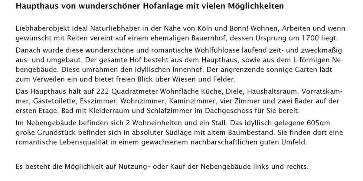 Bauernhaus, Landhaus Much Wellerscheid - 9 Zimmer, 222 m&sup2;, 517.000&euro; | Angebot:25406885