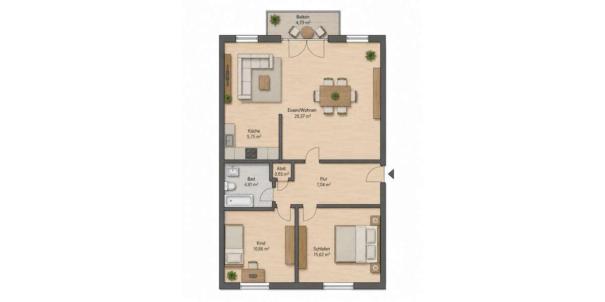 Etagenwohnung Bad Soden-Salmünster Salmünster - 2.5 Zimmer, 75 m&sup2;, 680&euro; | Angebot:27033072