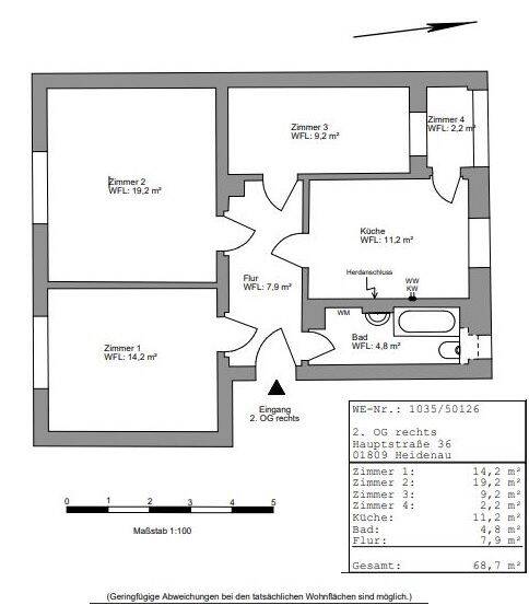 Etagenwohnung Heidenau Mügeln - 3 Zimmer, 68 m&sup2;, 495&euro; | Angebot:26885993