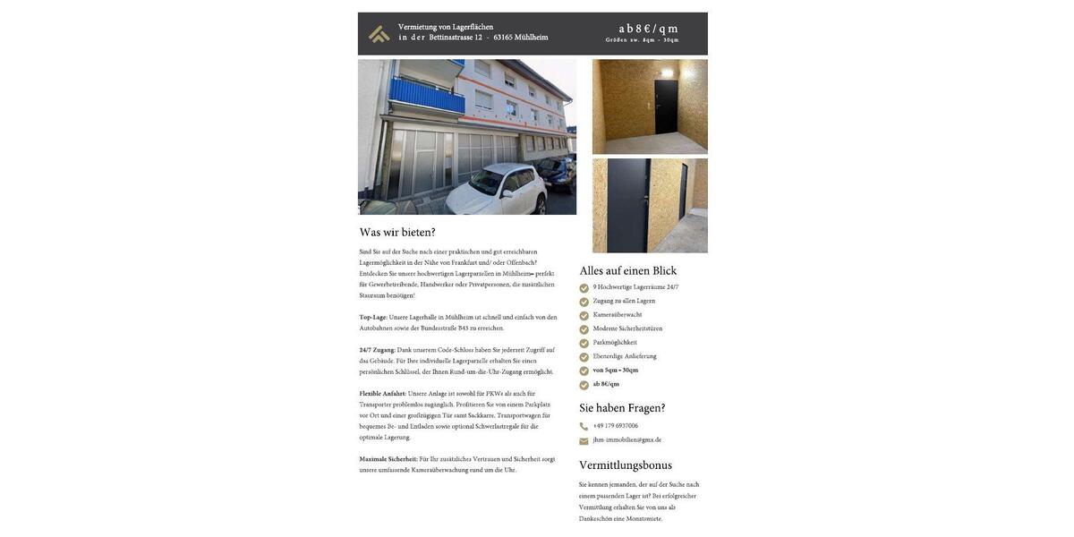 Gewerbeobjekt Mühlheim am Main - 60&euro; | Angebot:26304723