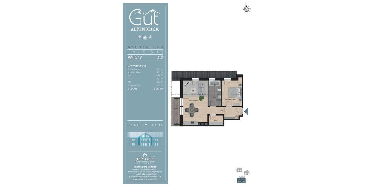 Dachgeschoßwohnung Berchtesgaden - 2 Zimmer, 55 m&sup2;, 1.090&euro; | Angebot:26231207