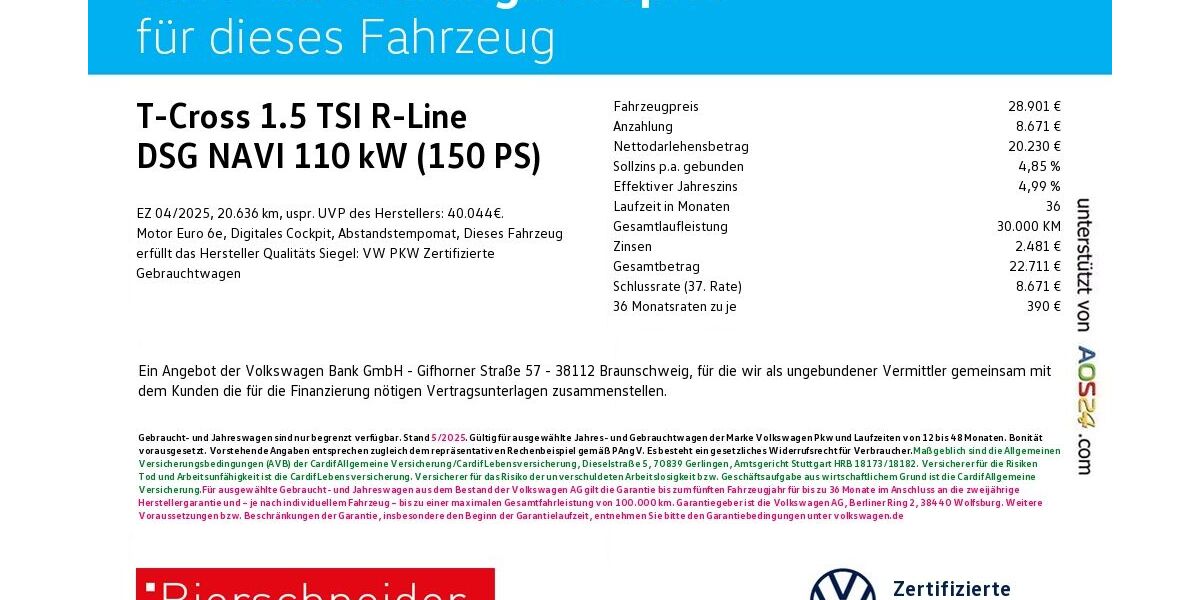 VW T-Cross 20.636 km 28.950 &euro; Ingolstadt 85053