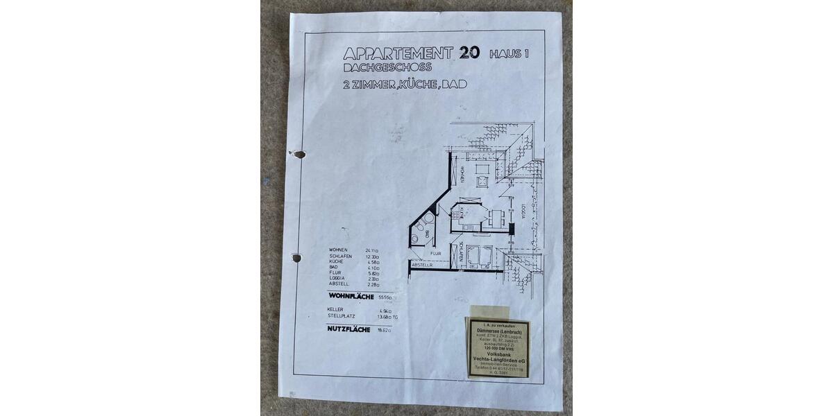 Dachgeschoßwohnung Lembruch - 1 Zimmer, 56 m&sup2;, 165.000&euro; | Angebot:24384887